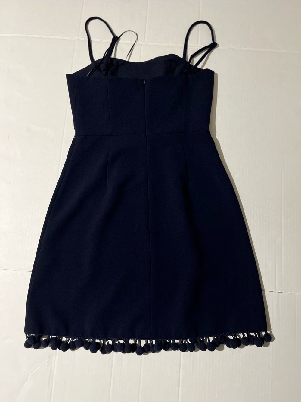 French Connection Navy Sleeveless Mini Dress with Pom-Pom Trim Summer Dress!